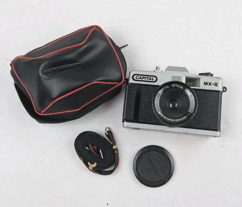 Vintage Capital MX-II 35mm Film Camera w/ Case Strap Cap Loaded Film Untested